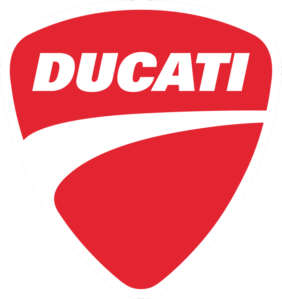 Ducati-Logo in rotem Schild